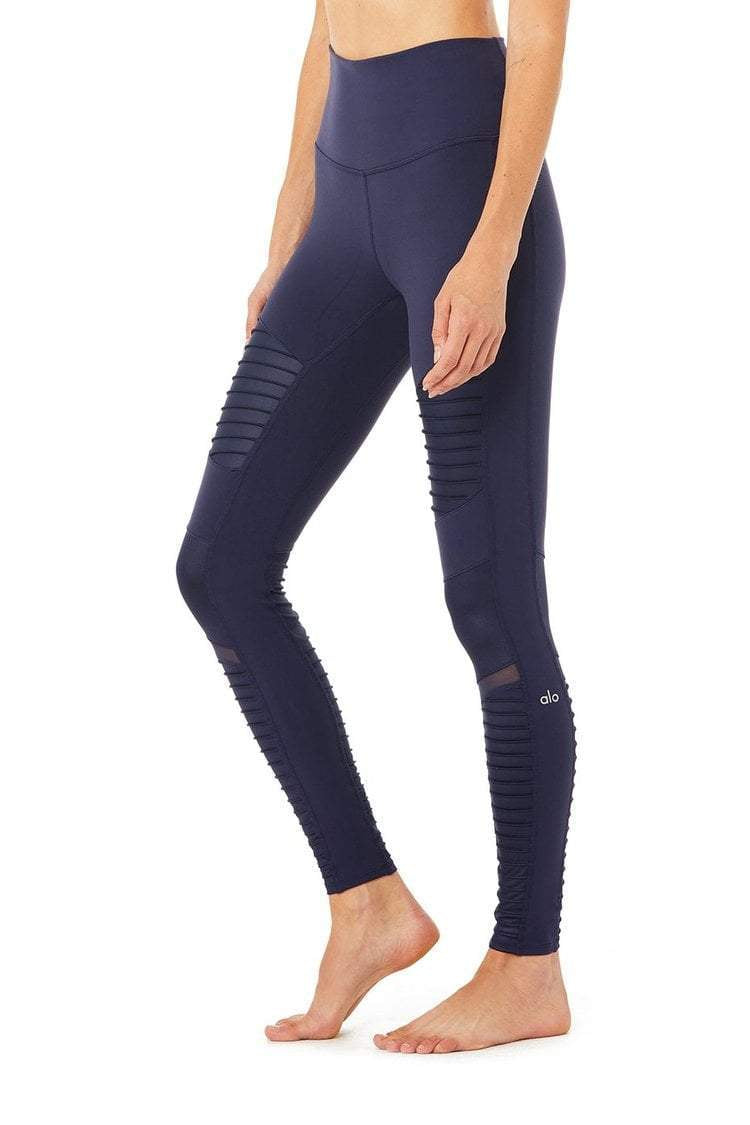 High-Waist Moto Legging - Rich Navy/Rich Navy Glossy