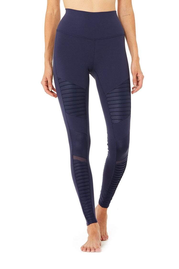 High-Waist Moto Legging - Rich Navy/Rich Navy Glossy